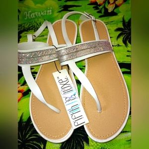 Fifth and Luxe white bling sandals